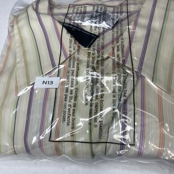 George Stretch Whipped Cream Colorful Pin-stripe Button Up Women's L 3/4 Sleeve - Picture 16 of 16